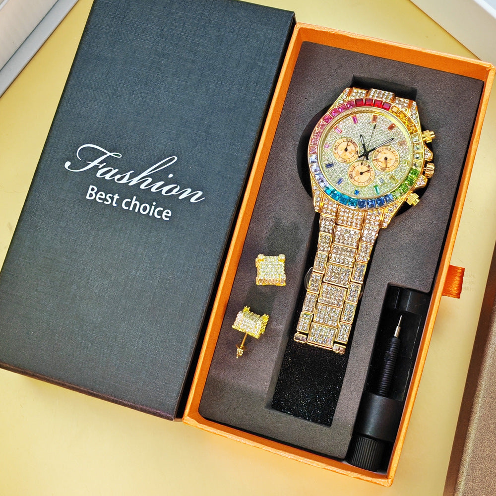 Hip pop watch for men with ring